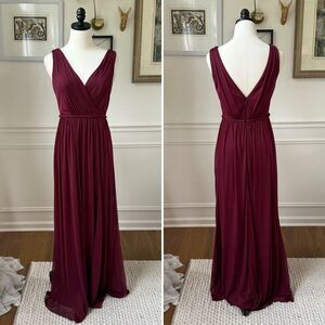 Azazie Burgundy Grecian Style Formal Dress Gown 6
